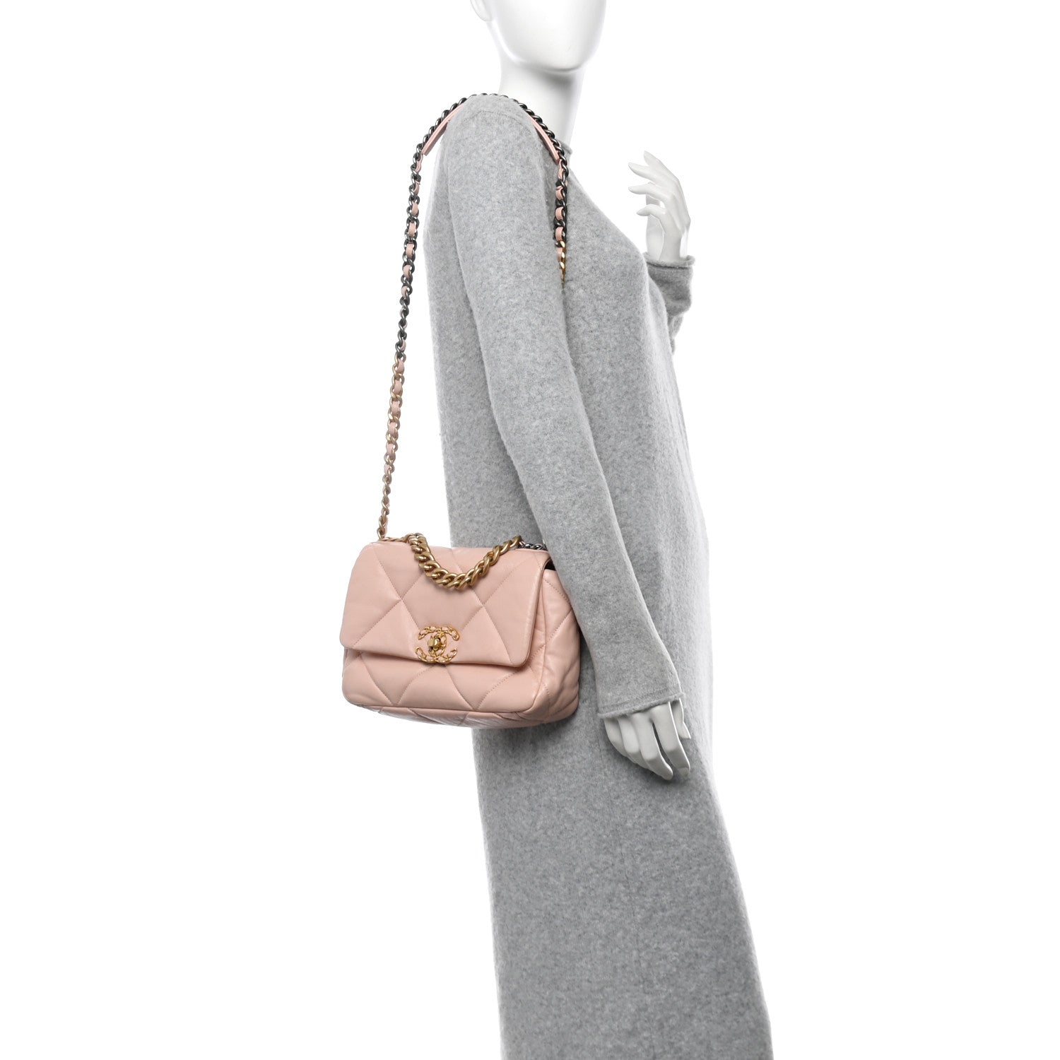 Lambskin Quilted Medium Chanel 19 Flap Pink