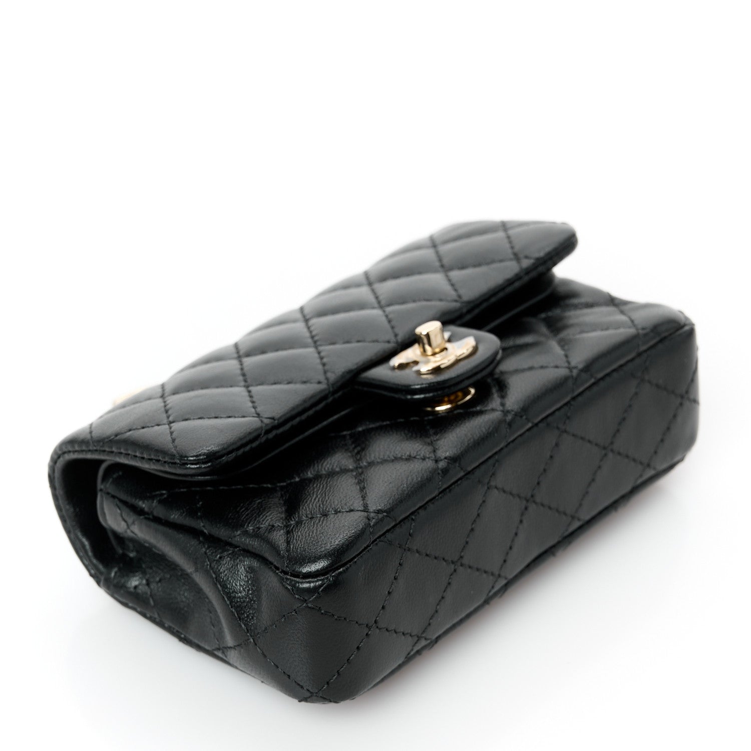 Lambskin Quilted Mini Double Flap With Hook Black