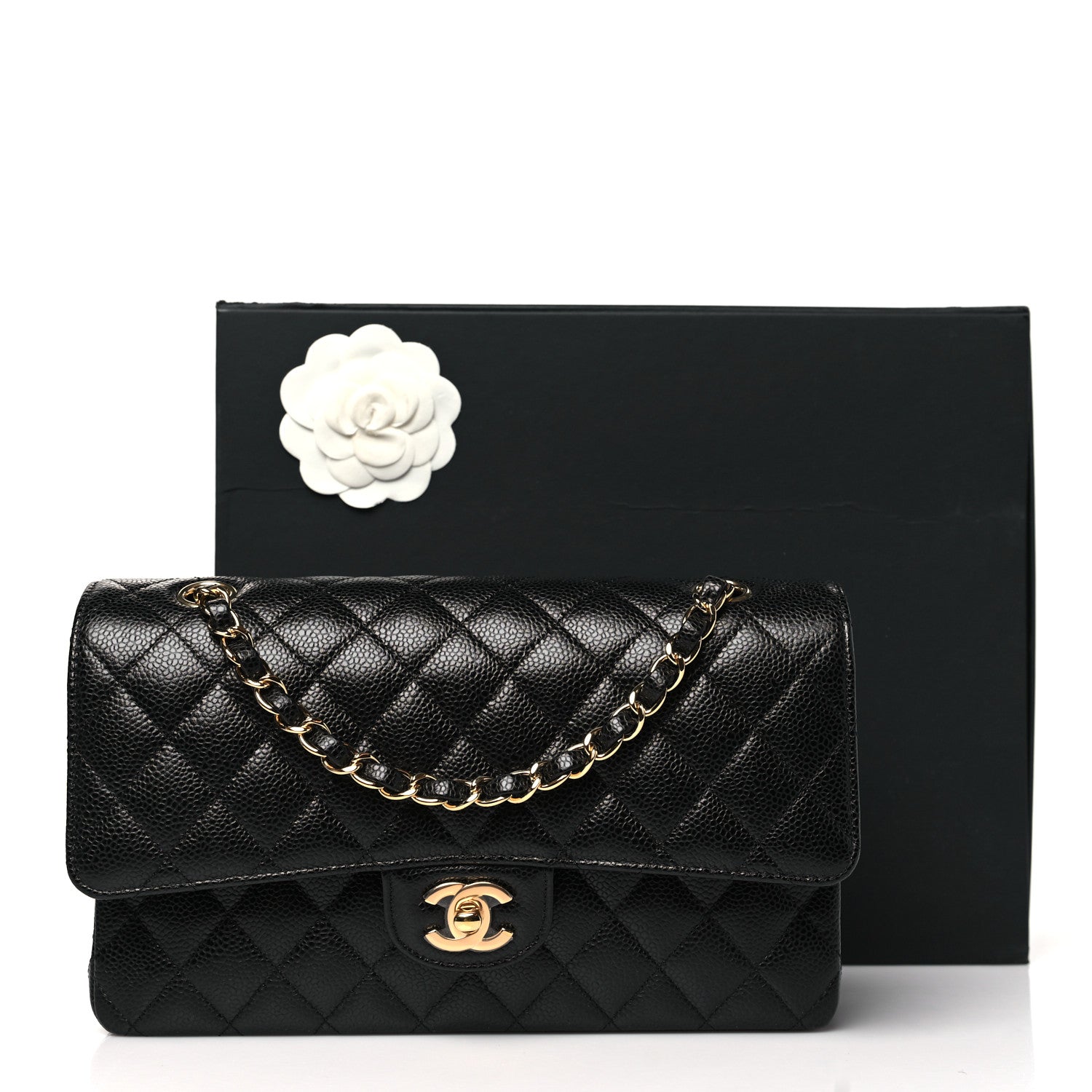 Caviar Quilted Small Double Flap Black