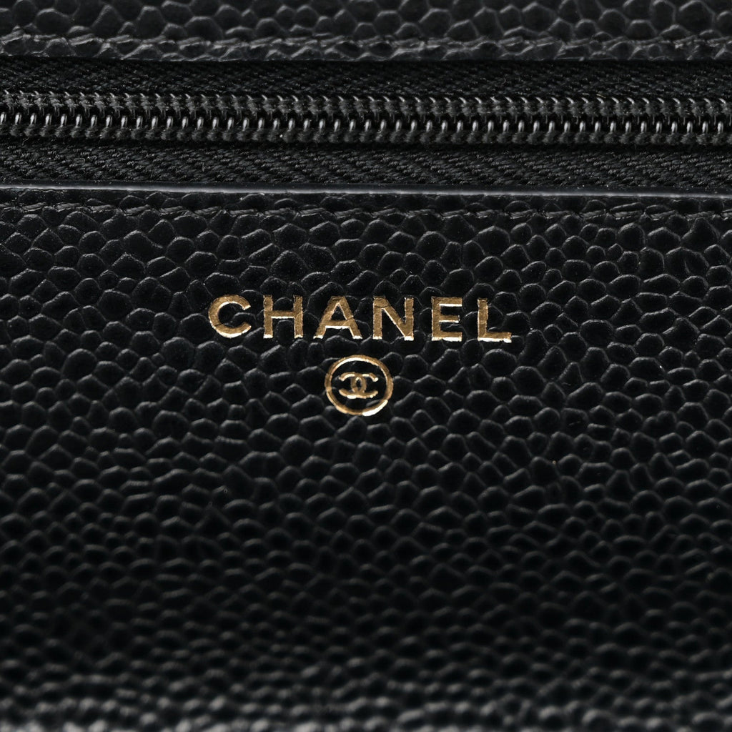 Caviar Quilted Wallet on Chain WOC Black