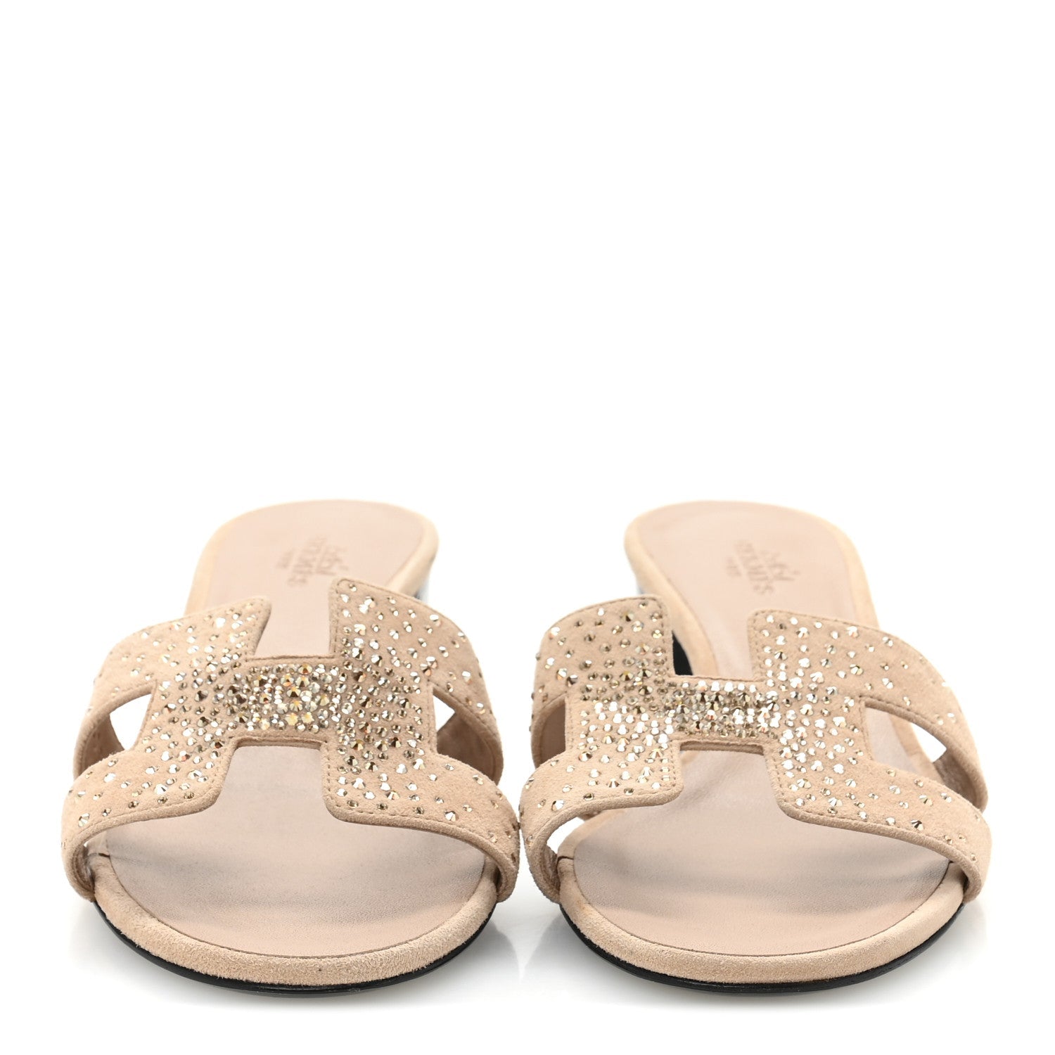 Suede Goatskin Crystal Oasis Sandals 36 Rose Nude