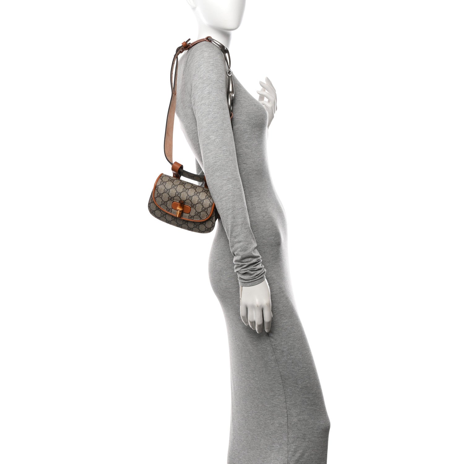 GG Supreme Monogram Web Bamboo Mini 1947 Belt Bag 80 32 Beige