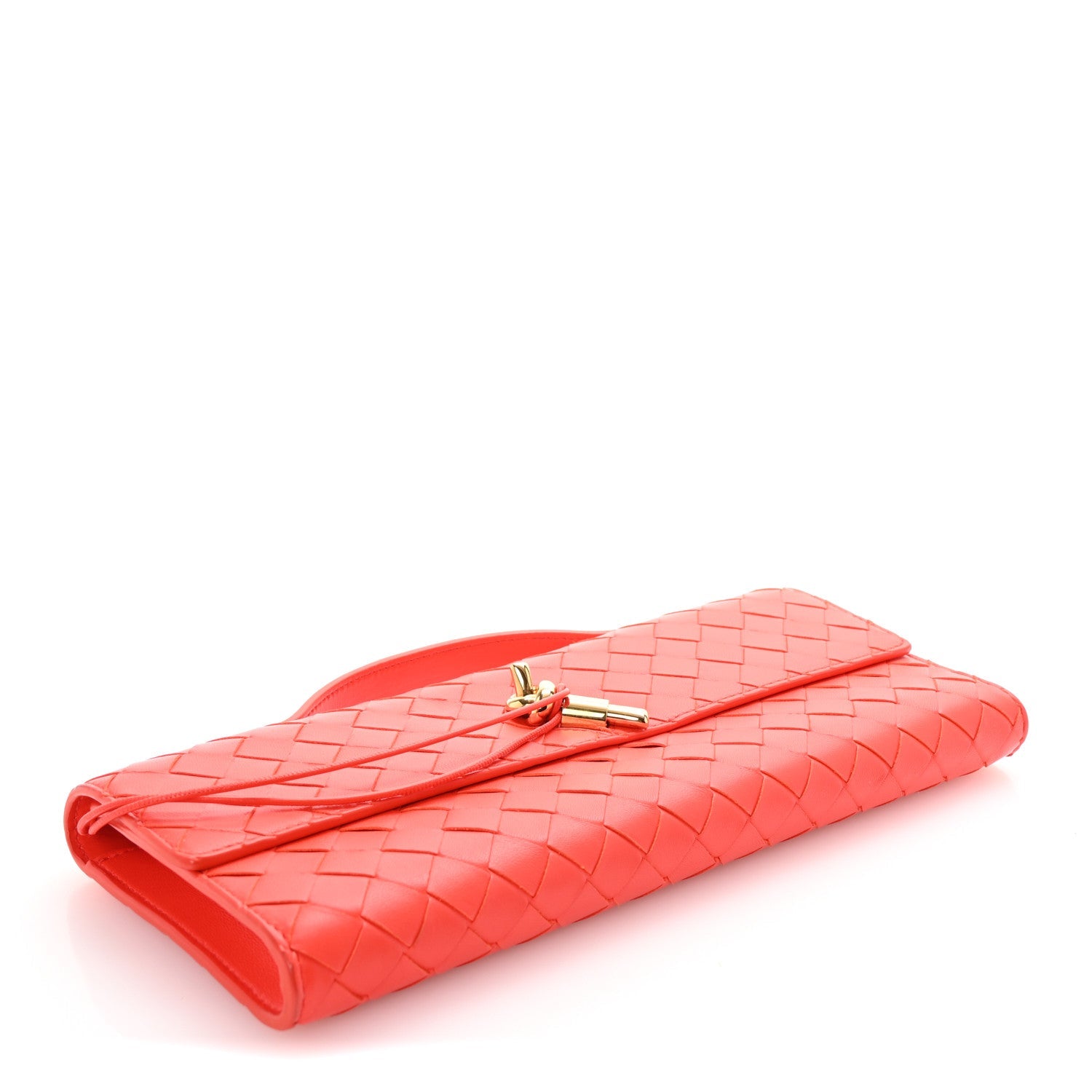 Nappa Intrecciato Long Andiamo Top Handle Clutch Cherry Tomato