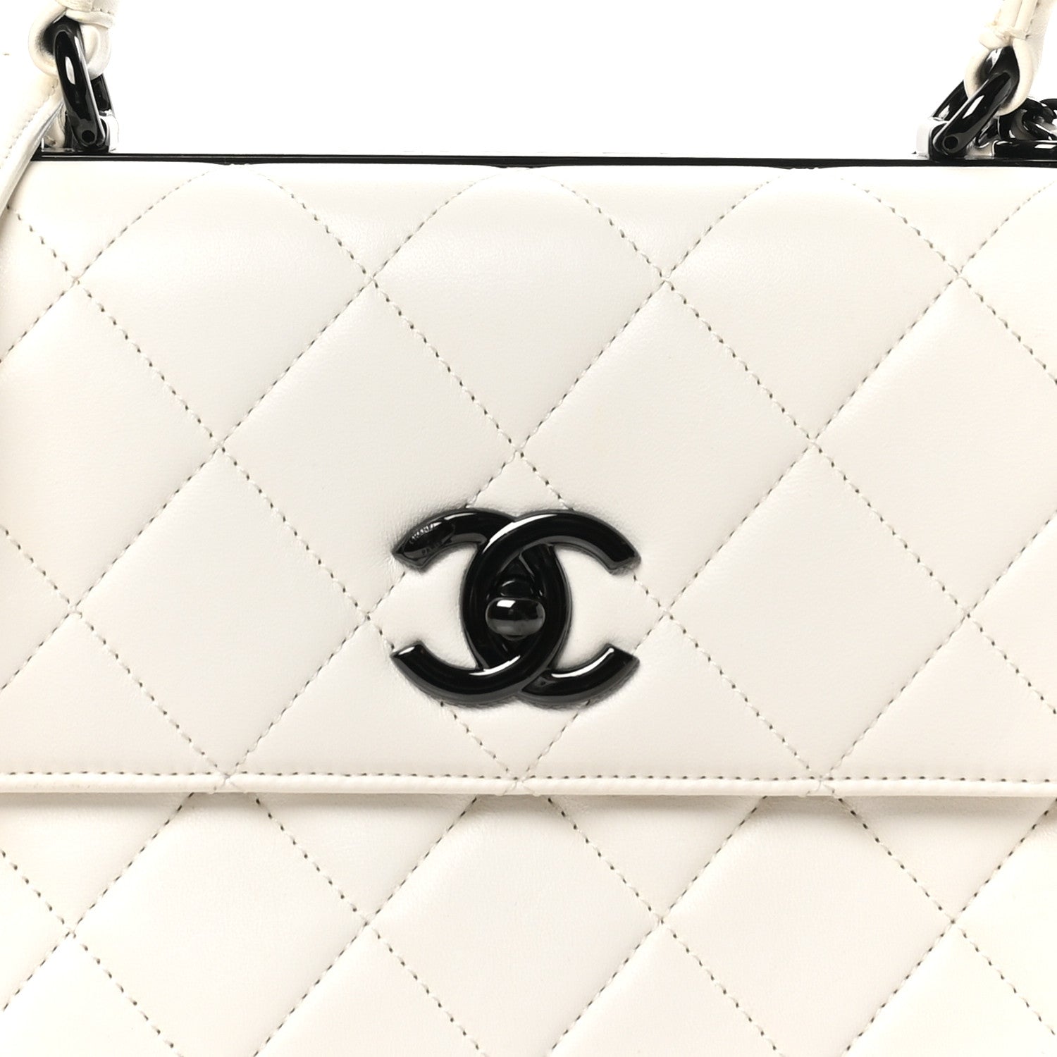 Lambskin Quilted Small Trendy CC Dual Handle Flap Bag White