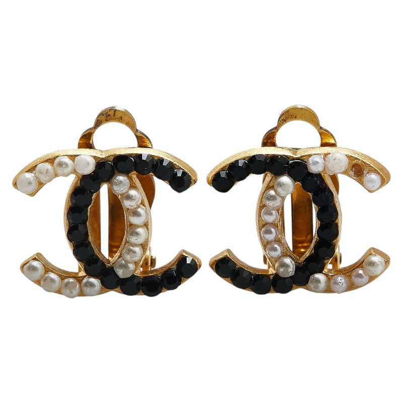 Chanel Gold-Plated Coco Mark Faux Pearl Earrings 03C