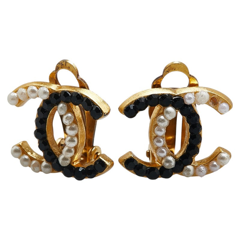 Chanel Gold-Plated Coco Mark Faux Pearl Earrings 03C
