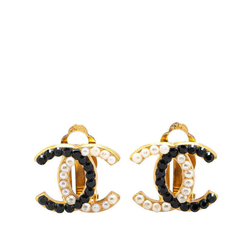 Chanel Gold-Plated Coco Mark Faux Pearl Earrings 03C