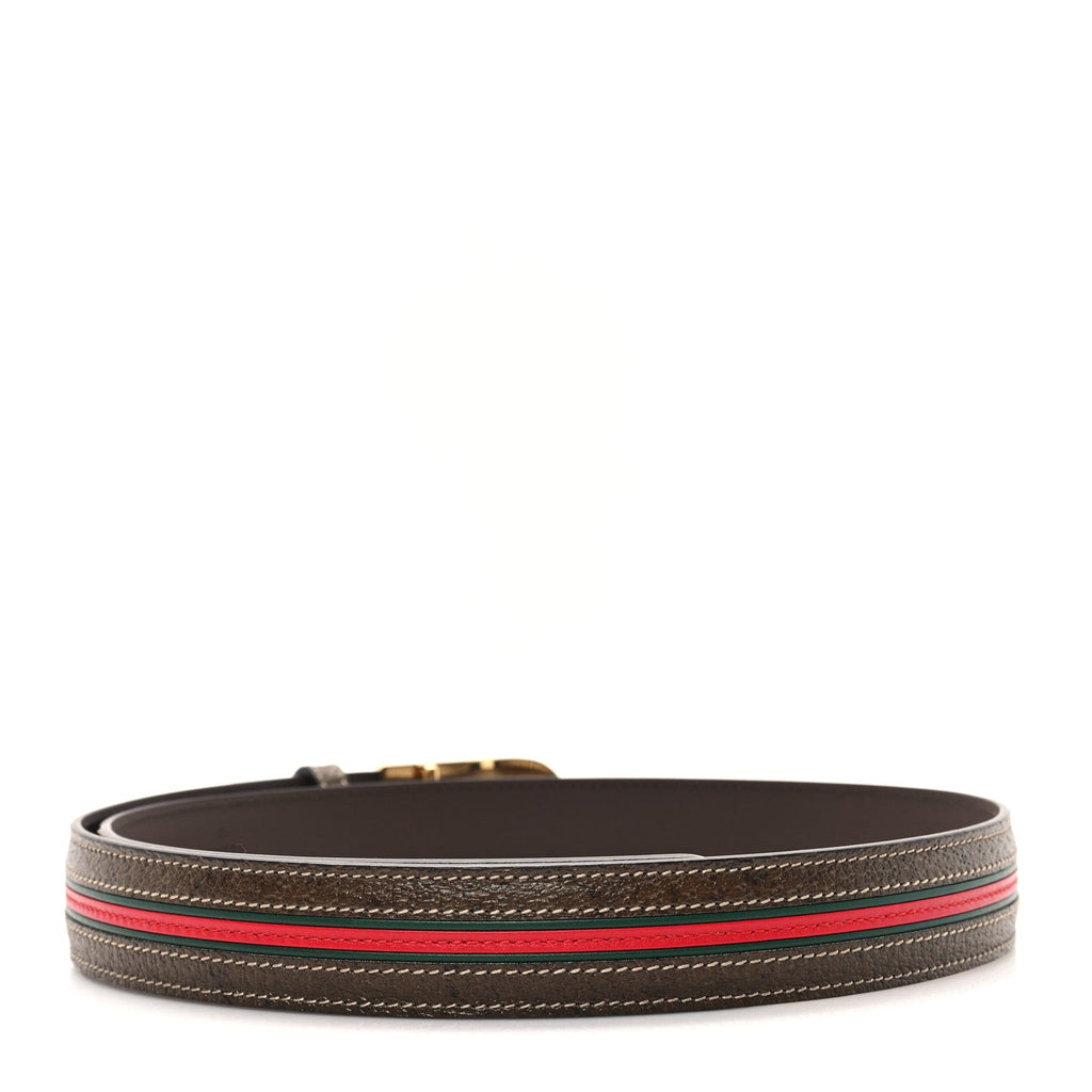 Dollar Calfskin Interlocking G Web Belt 90 36 Brown