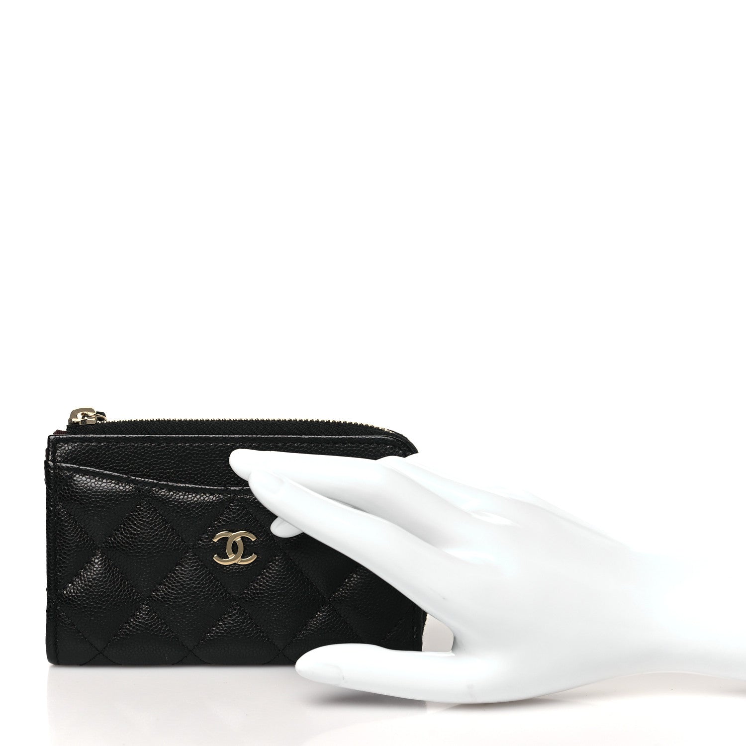 Caviar Quilted CC Zip Around  Holder Black