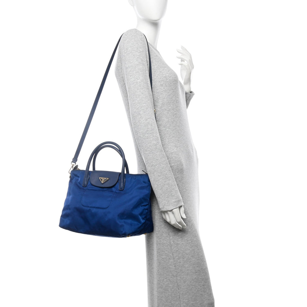 Tessuto Nylon Saffiano Tote Bluette