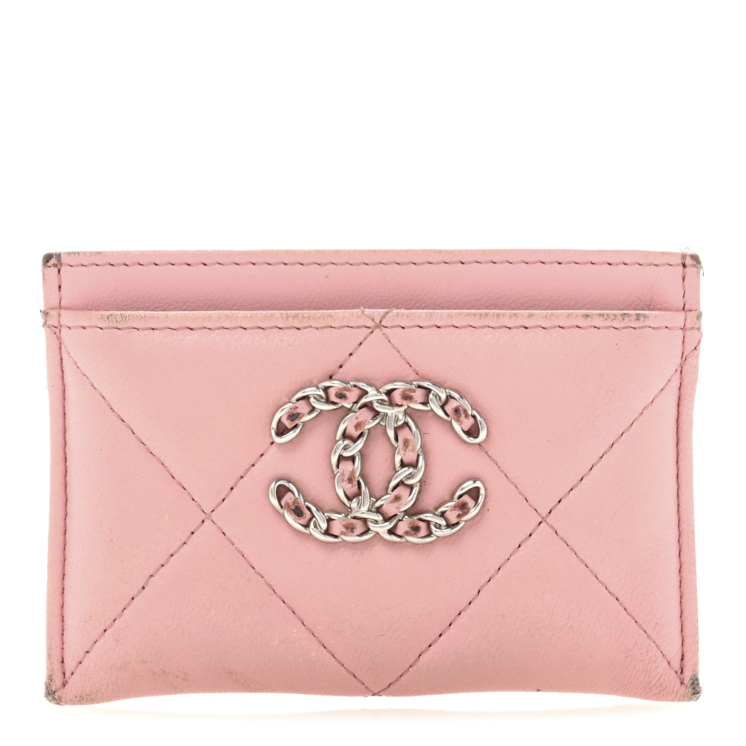 Lambskin Quilted Chanel 19  Holder Light Pink