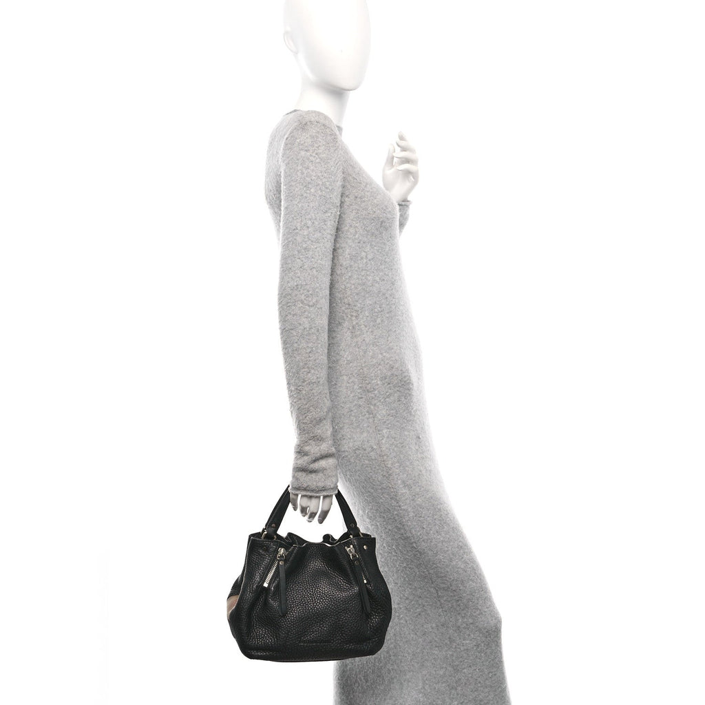 Grainy Calfskin House Check Small Maidstone Black