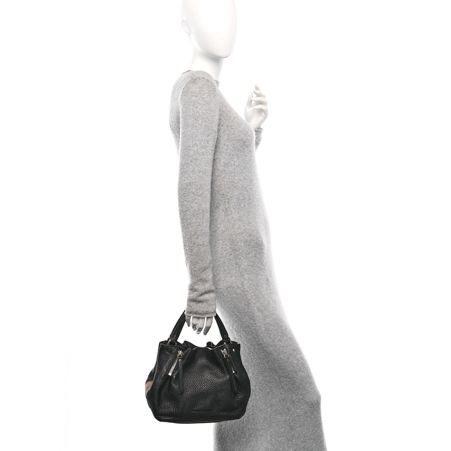Grainy Calfskin House Check Small Maidstone Black