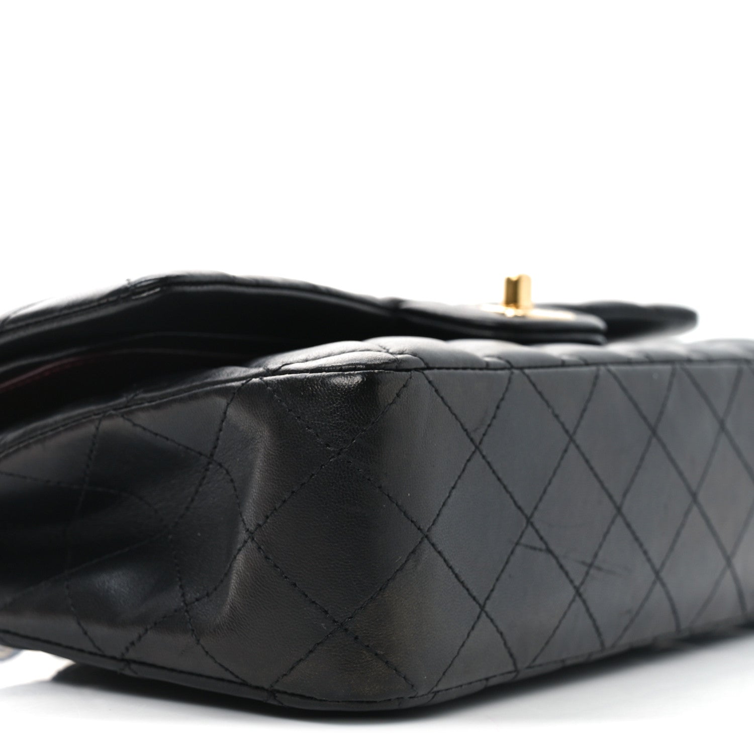 Lambskin Quilted Medium Double Flap Black