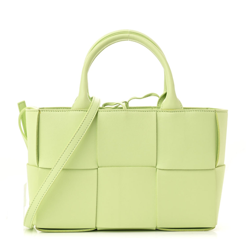 Grained Calfskin Maxi Intrecciato Mini Arco Tote Fennel