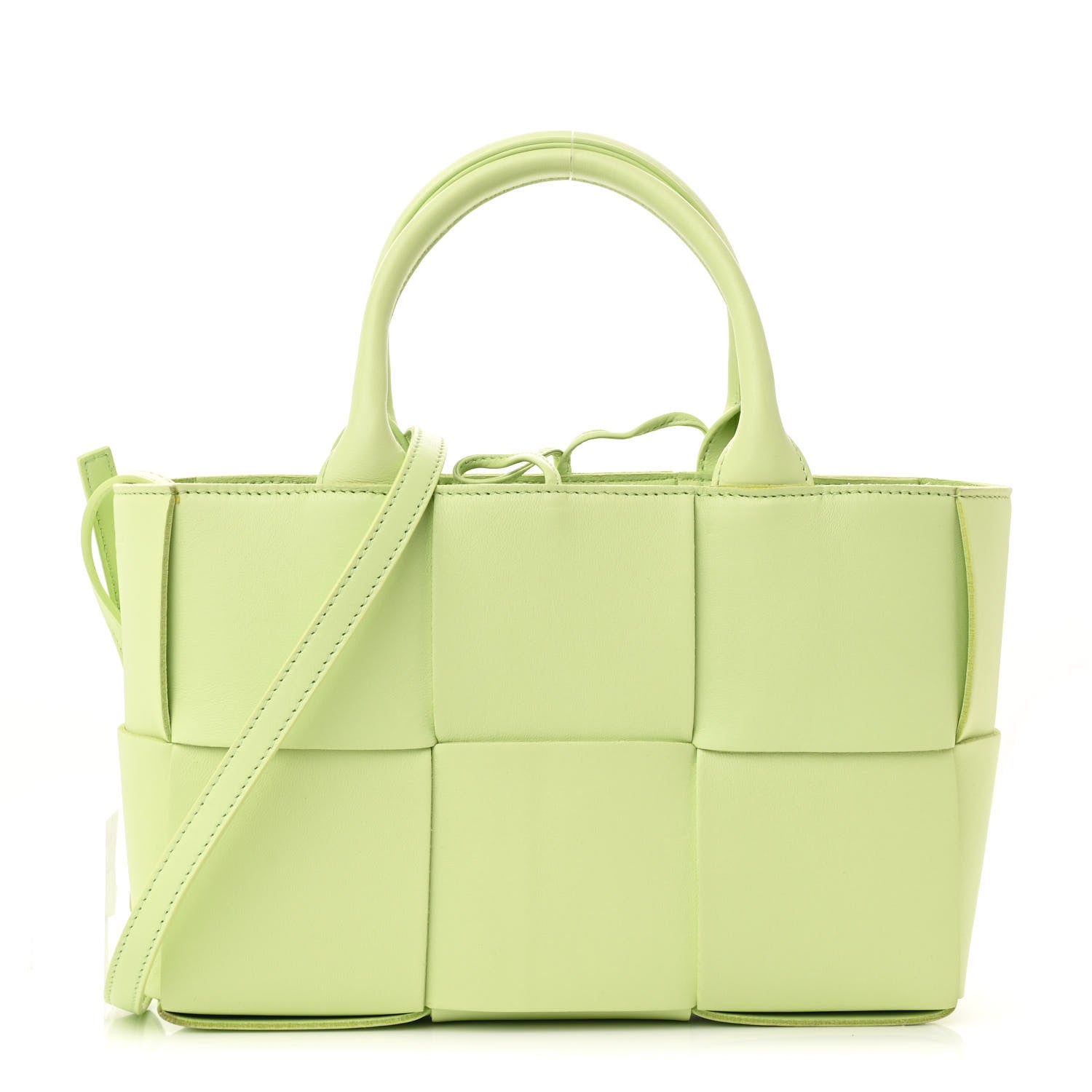 Grained Calfskin Maxi Intrecciato Mini Arco Tote Fennel