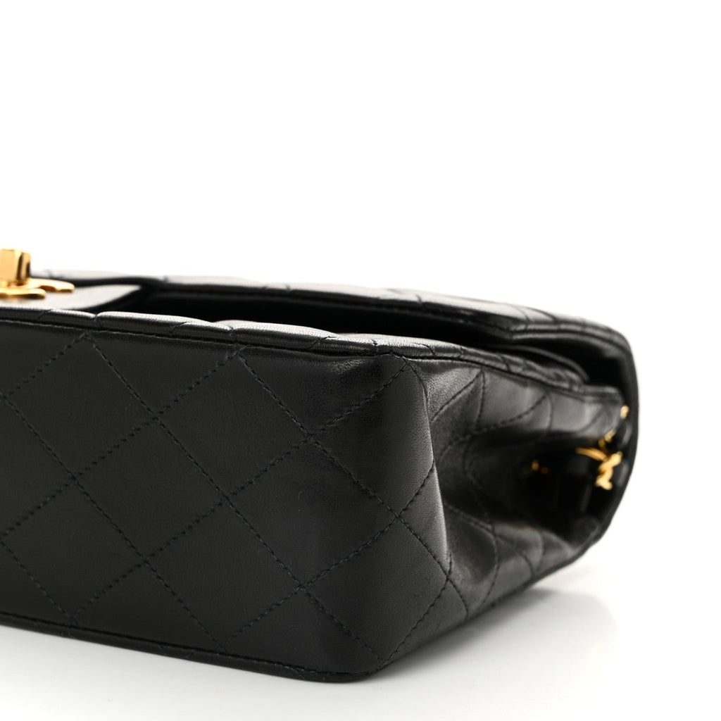 Lambskin Quilted Medium Double Flap Black