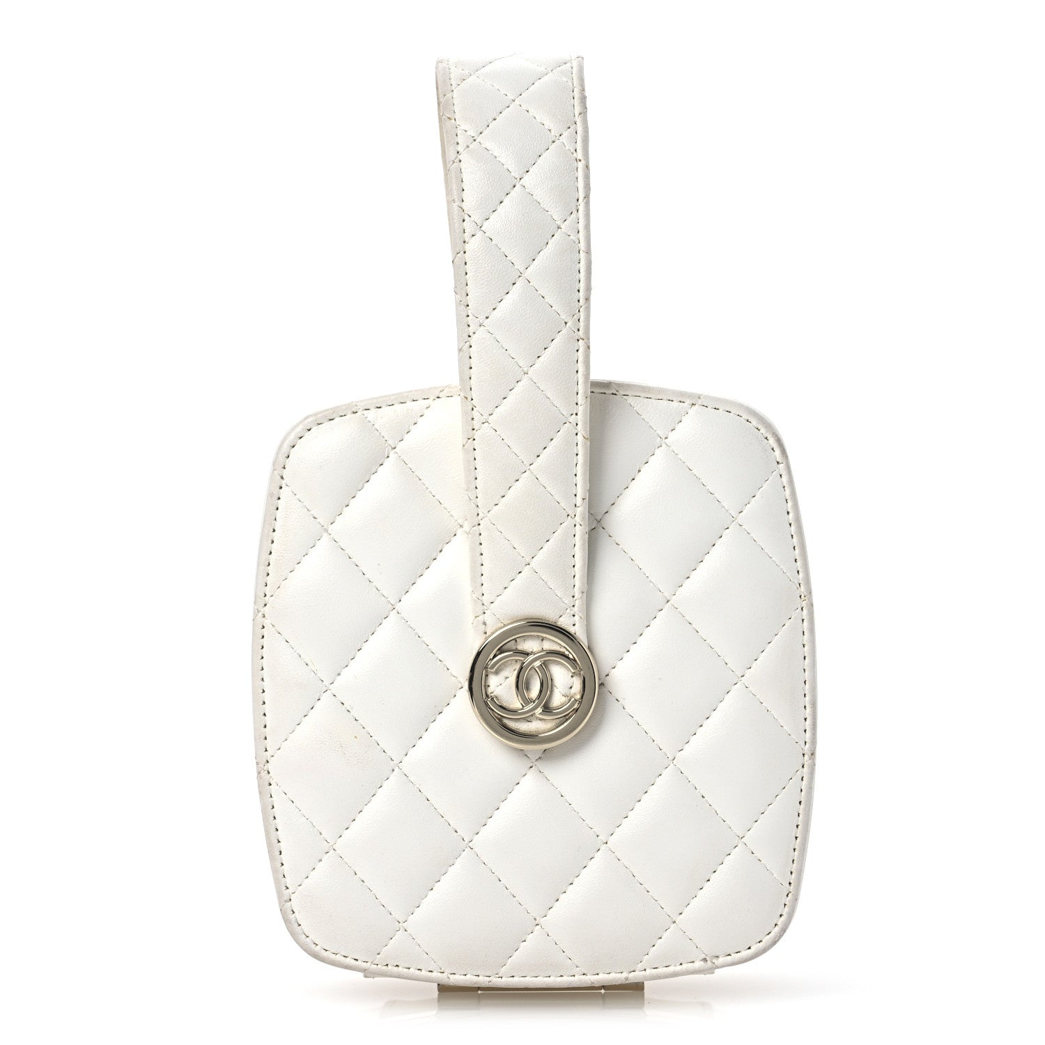 Lambskin Minaudiere Vanity With Handle White