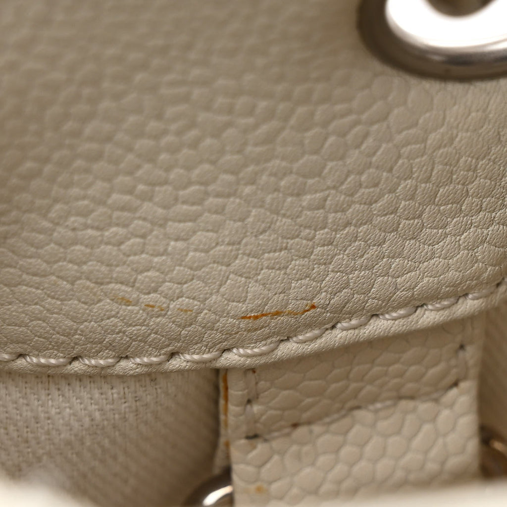 Caviar Quilted Petit Shopping Tote PST White