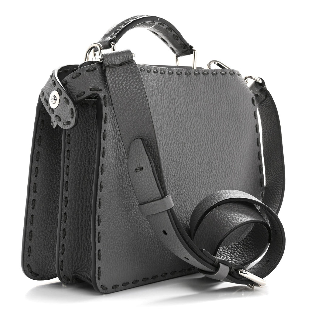 Cuoio Romano Selleria Macro Stitching Mini Peekaboo I SEE U Iconic Satchel Argento