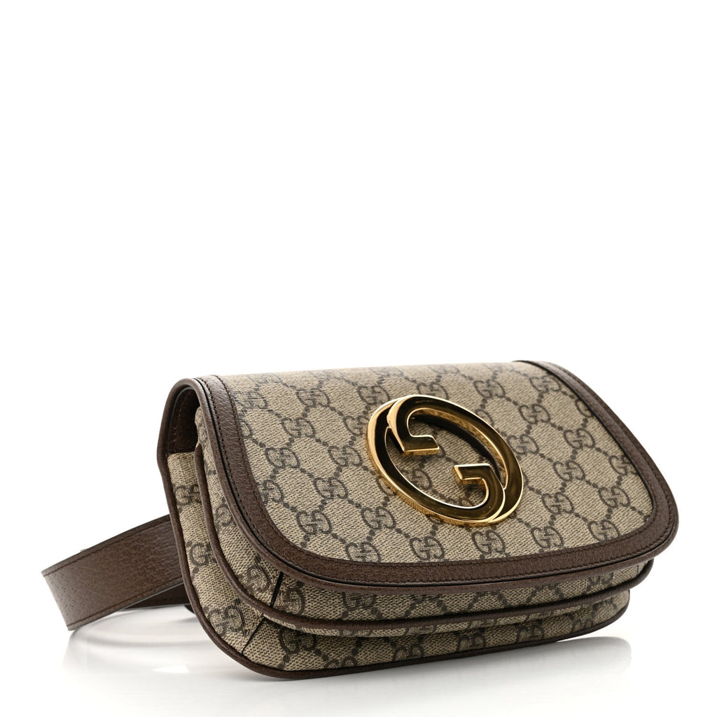 GG Supreme Monogram Textured Dollar Calfskin Blondie Belt Bag 115 46 Beige Ebony New Acero