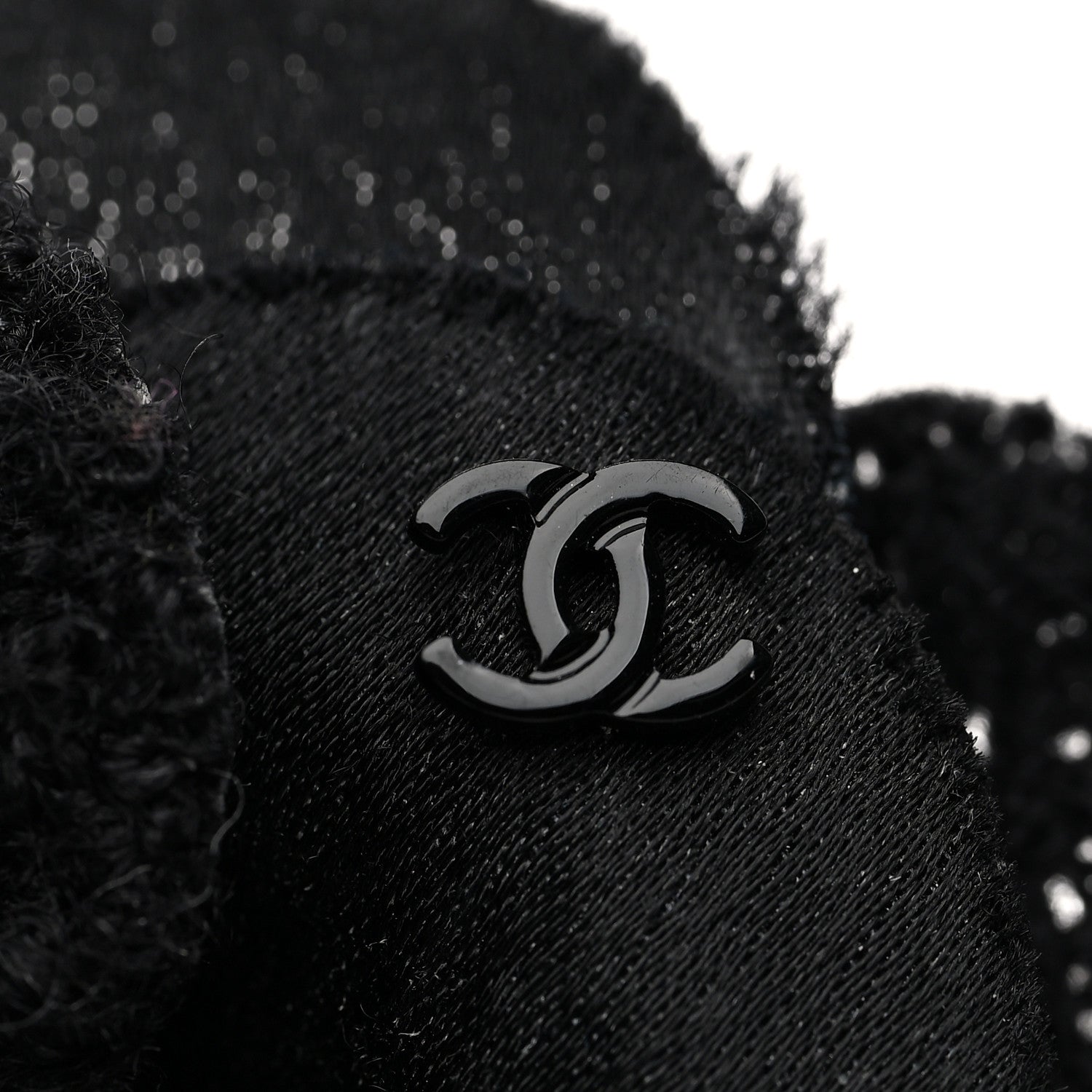Tweed Fabric Camellia Pin Brooch Black