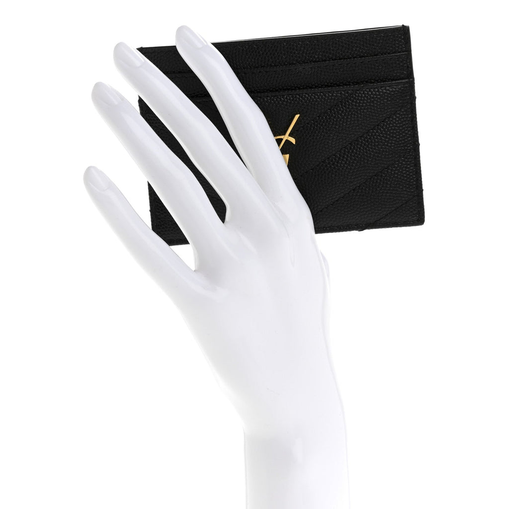 Grain De Poudre Matelasse Chevron Monogram Credit  Case Black