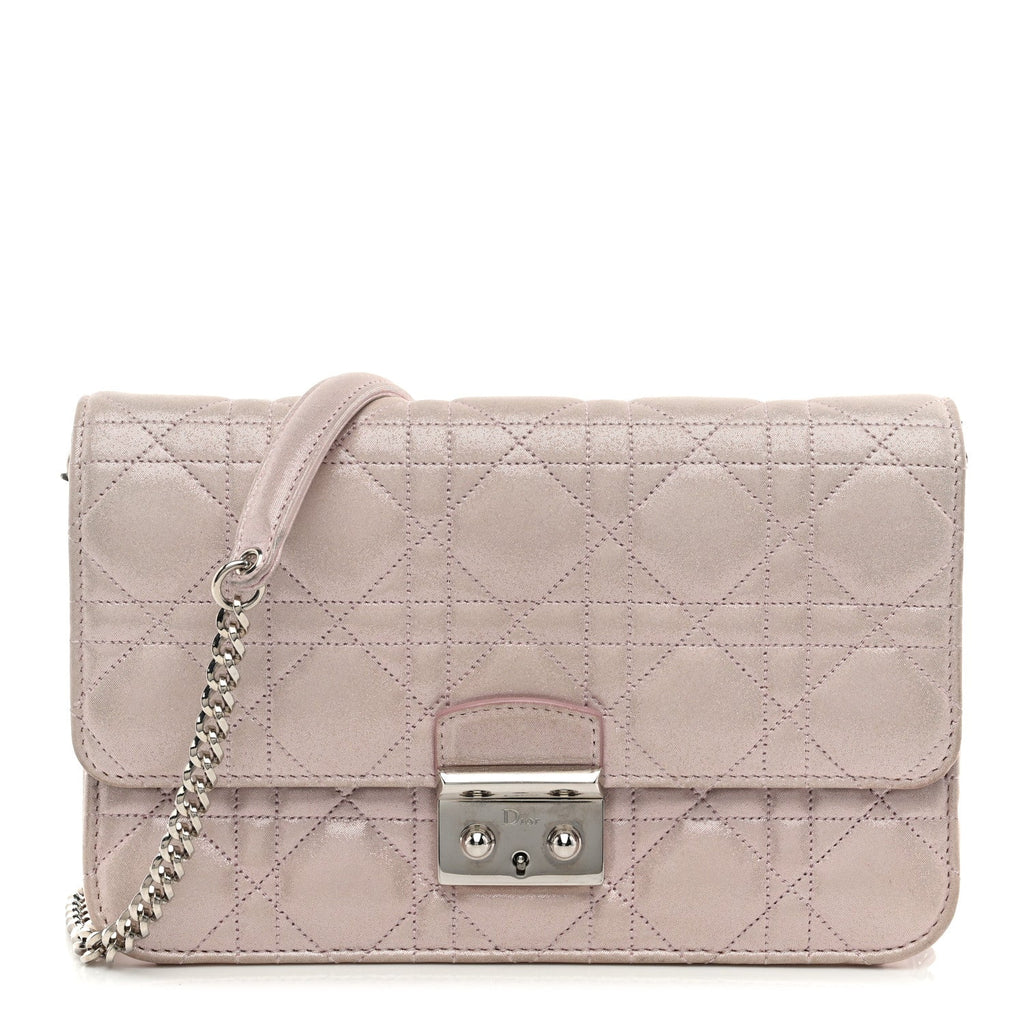 Metallic Lambskin Cannage Miss Dior Promenade Pouch Pink