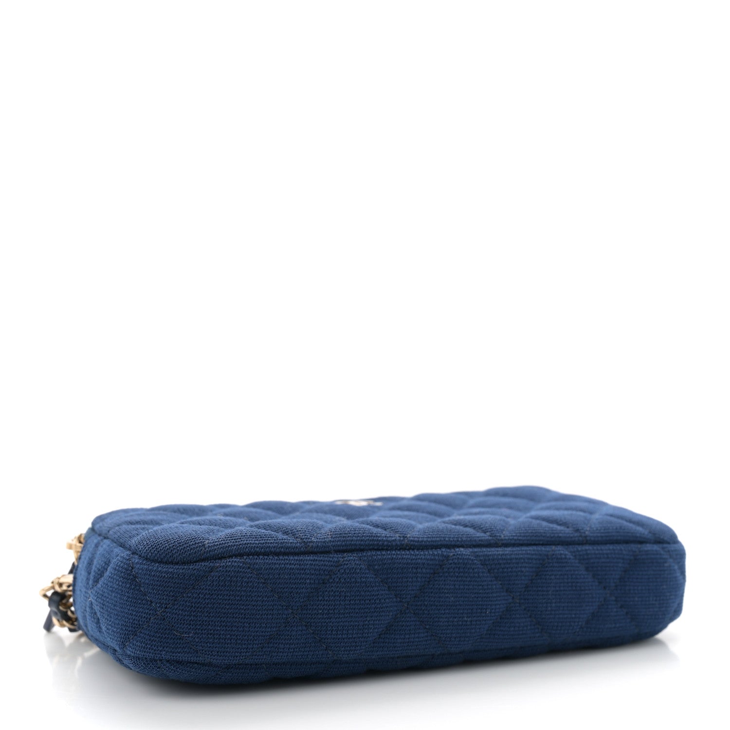 Jersey Quilted Small Clutch With Chain Navy