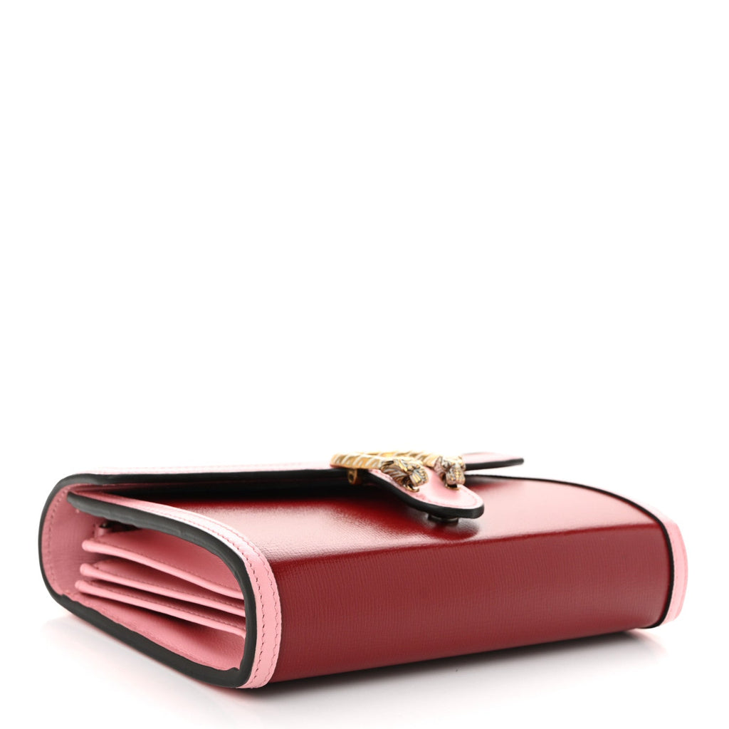 Azalea Calfskin Enamel Mini Dionysus Chain Wallet New Cherry Red Wild Rose Off White