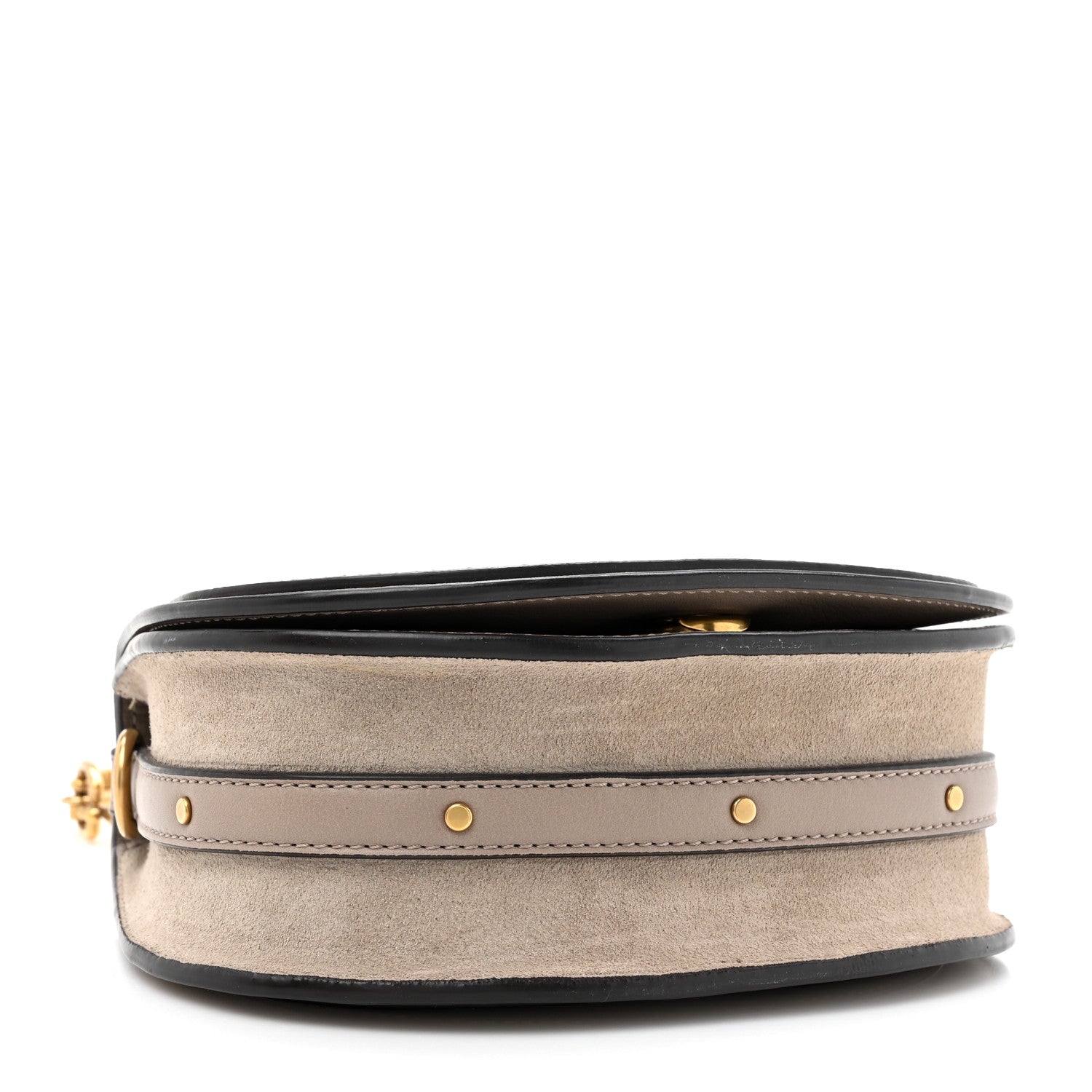Calfskin Suede Small Nile Bracelet Bag Motty Grey