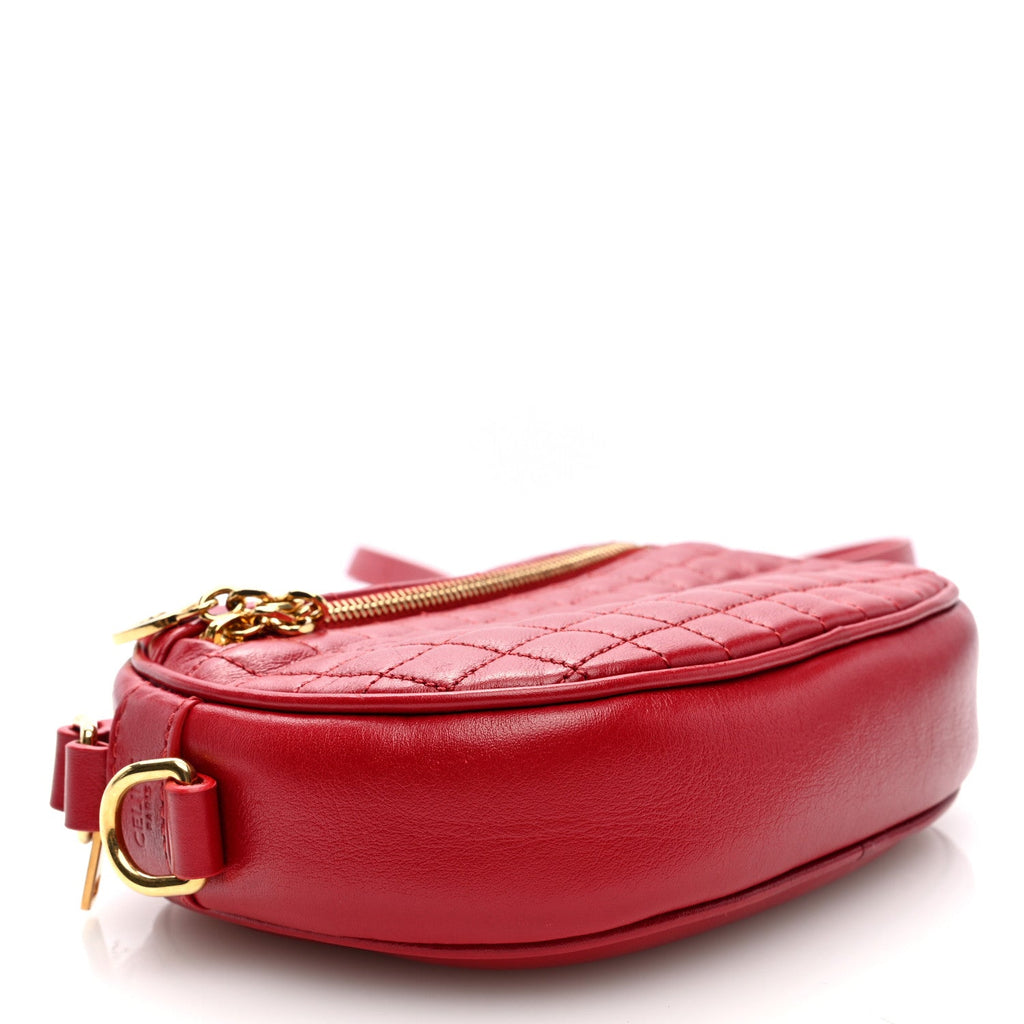 Calfskin Quilted Small C Charm Bag Red