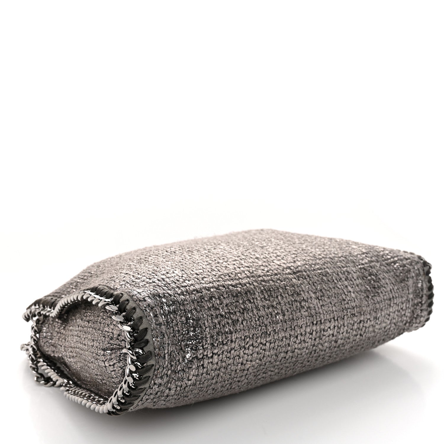 Metallic Woven Boucle Falabella Fold Over Tote Dark Grey