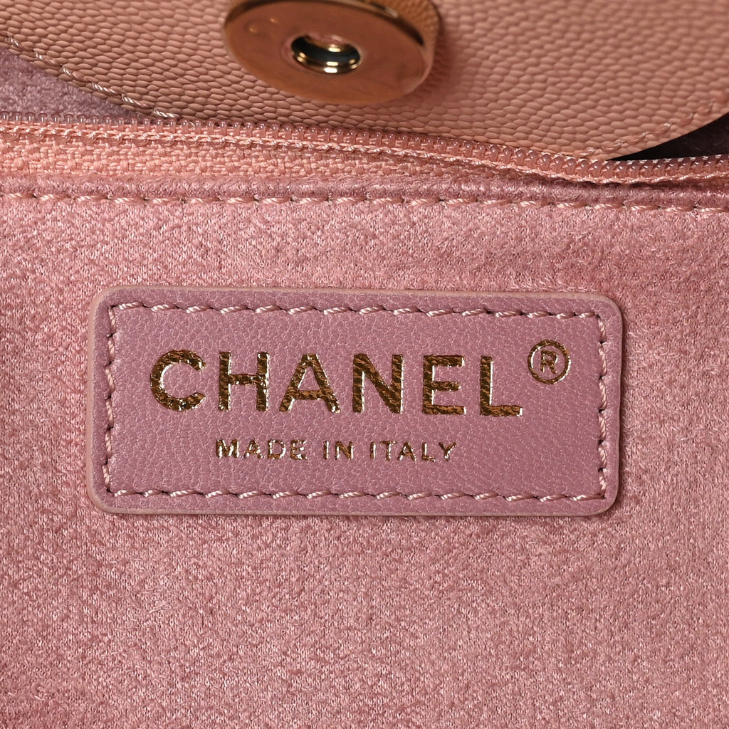Caviar Small Studded Deauville Tote Light Pink