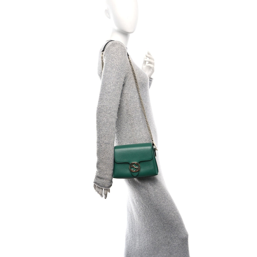 Dollar Calfskin Interlocking G Crossbody Bag Emerald