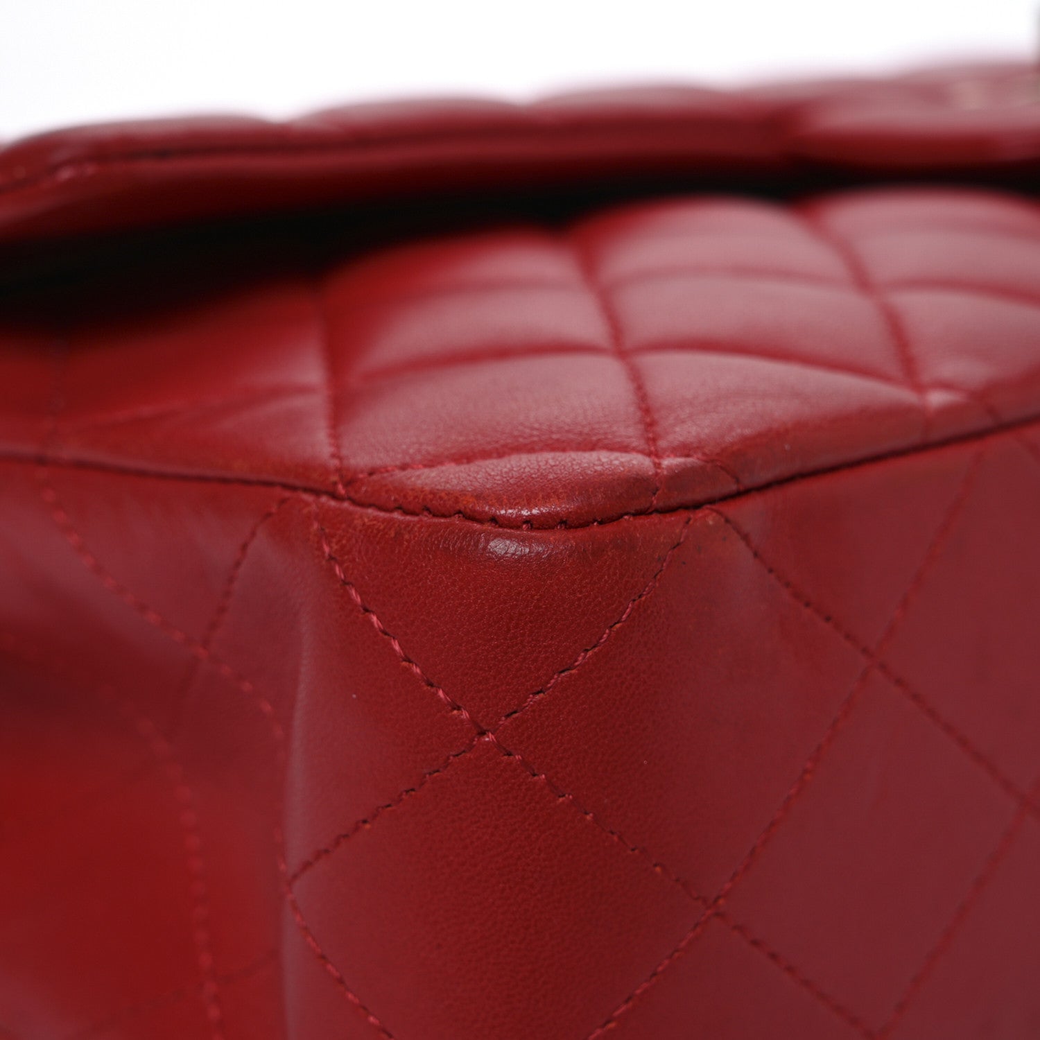 Lambskin Quilted Medium Double Flap Red