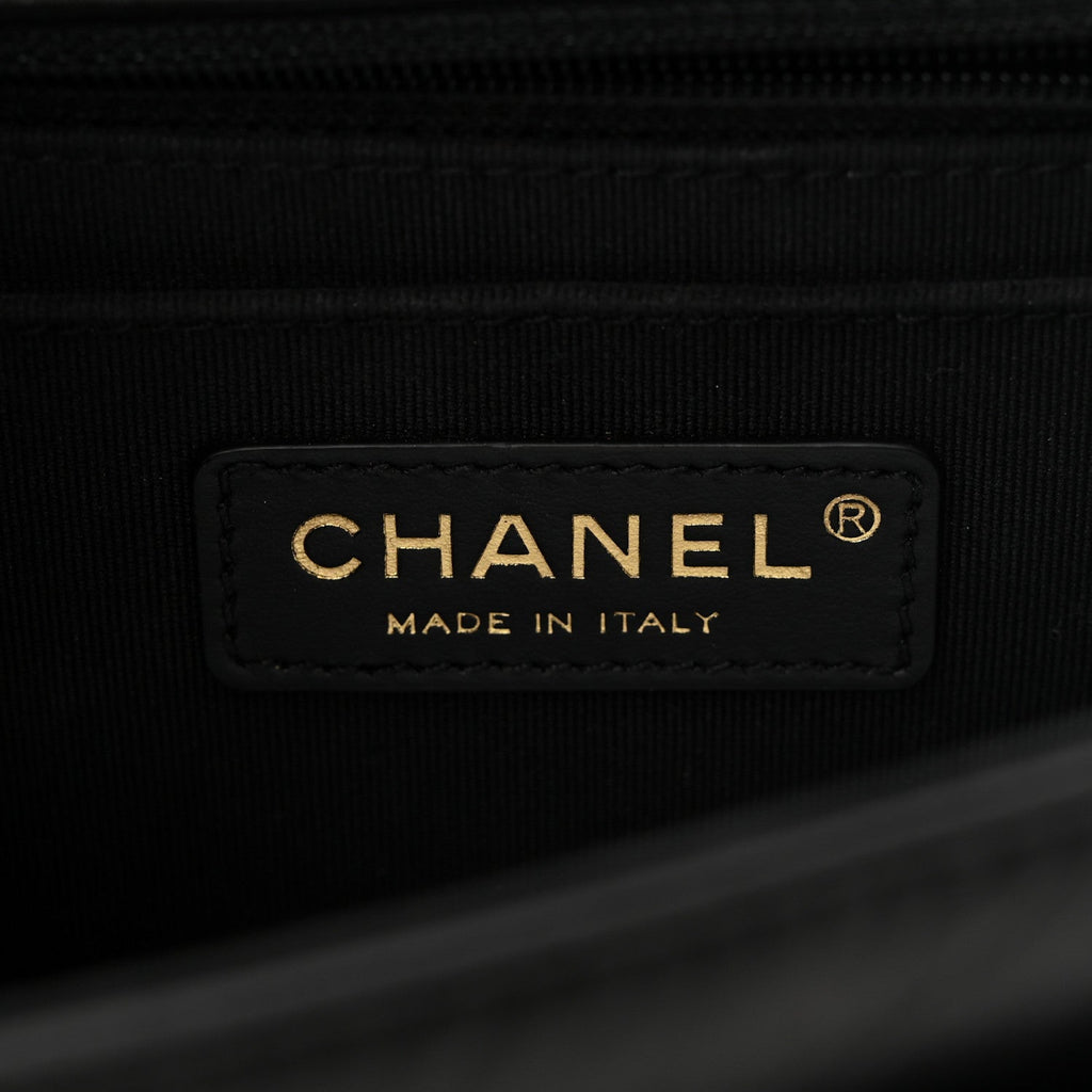 Aged Calfskin Quilted Double You Mini Flap Black