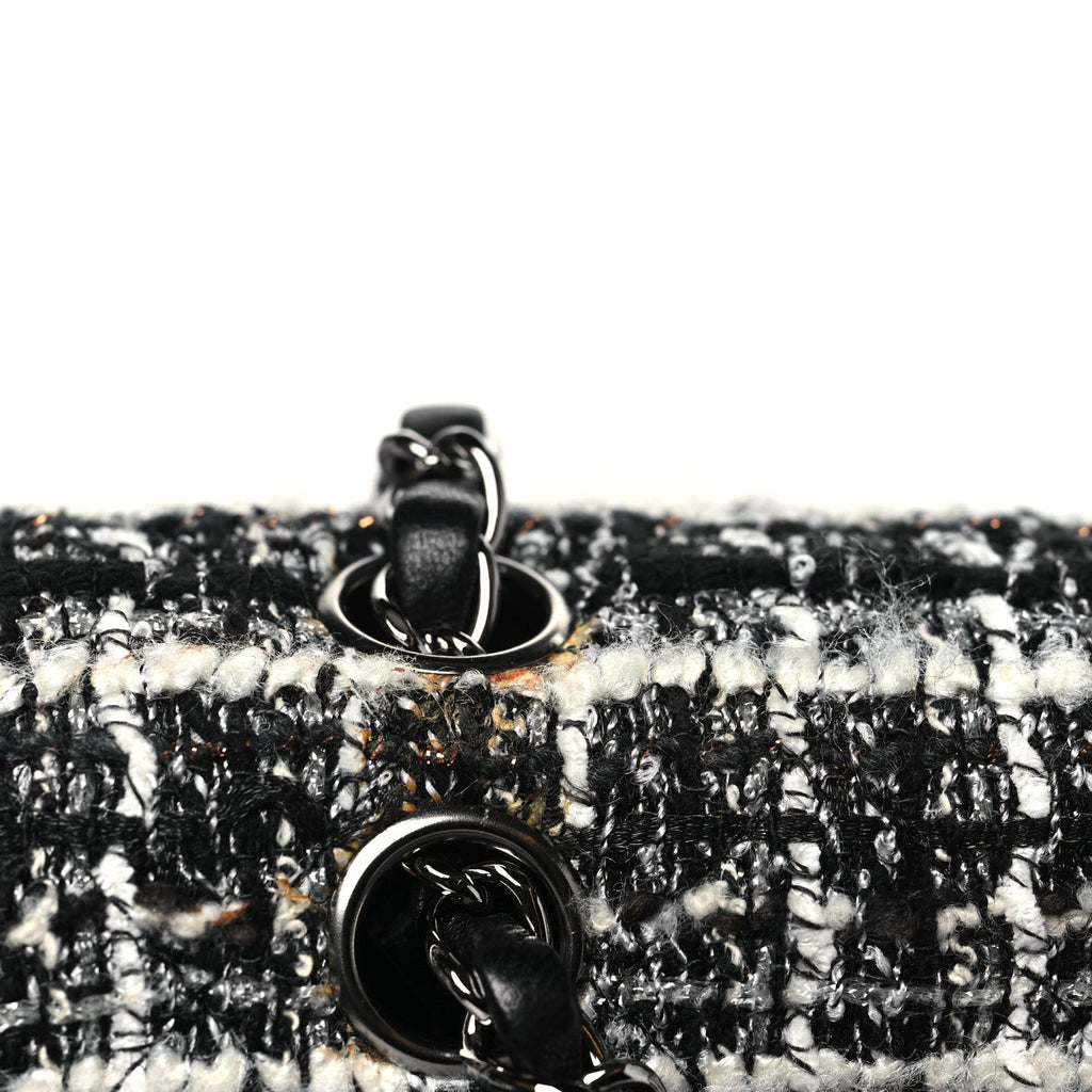 Tweed Quilted Medium Double Flap Black