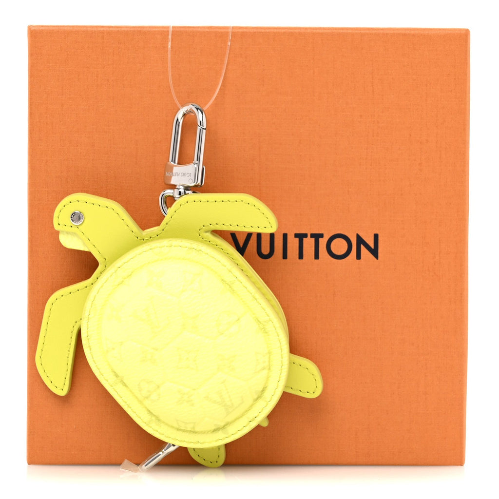 Monogram Calfskin Turtle Pouch Bag Charm Lime
