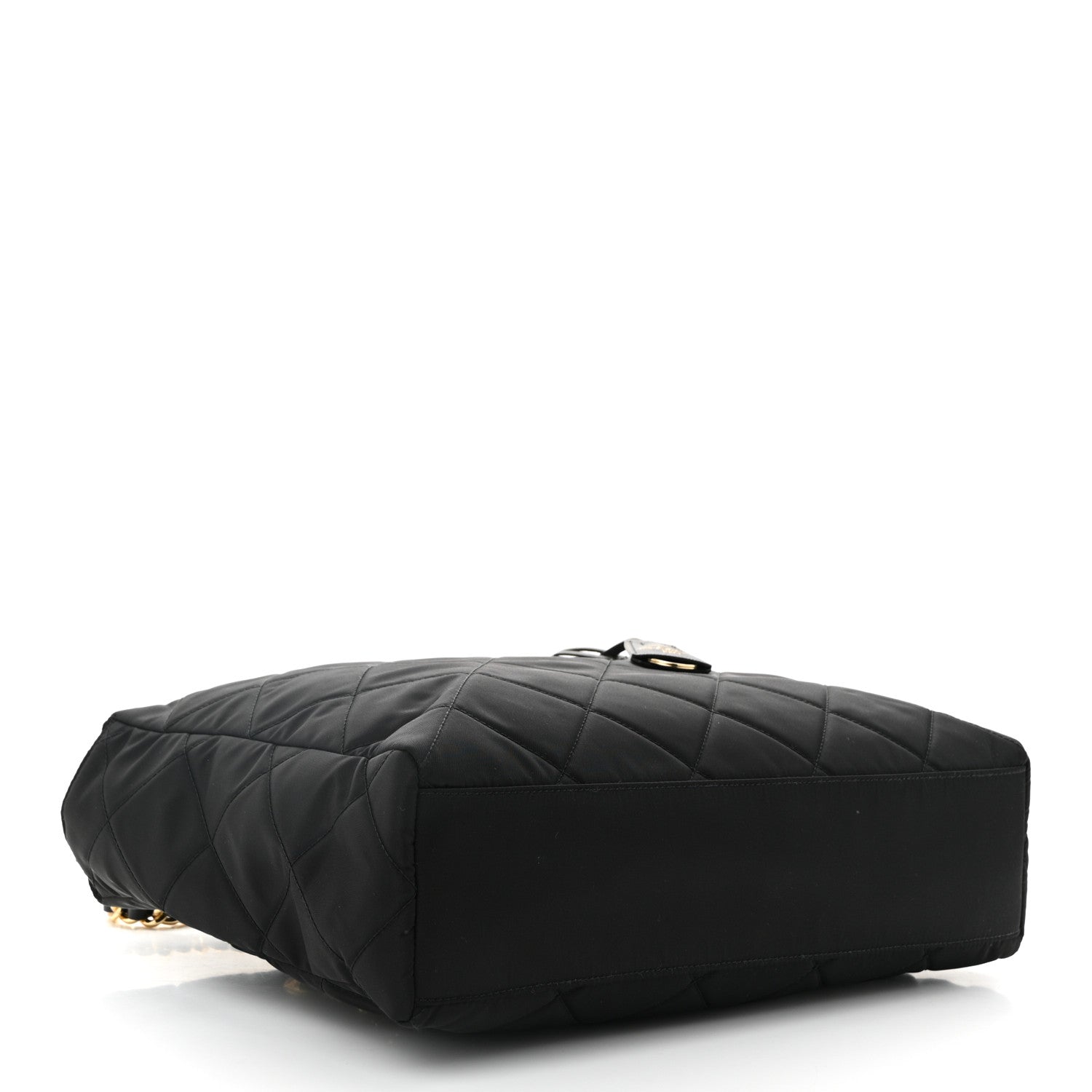 Re-Nylon Impunturato Saffiano Triangle Stitched Re-Edition 1995 Chaine Large Shoulder Bag Black