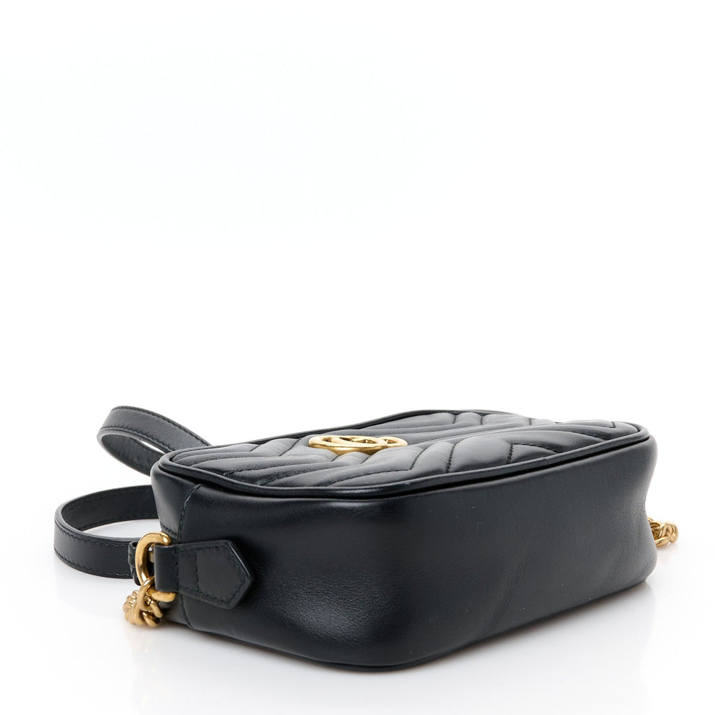 Calfskin Matelasse Mini GG Marmont Chain Shoulder Bag Black