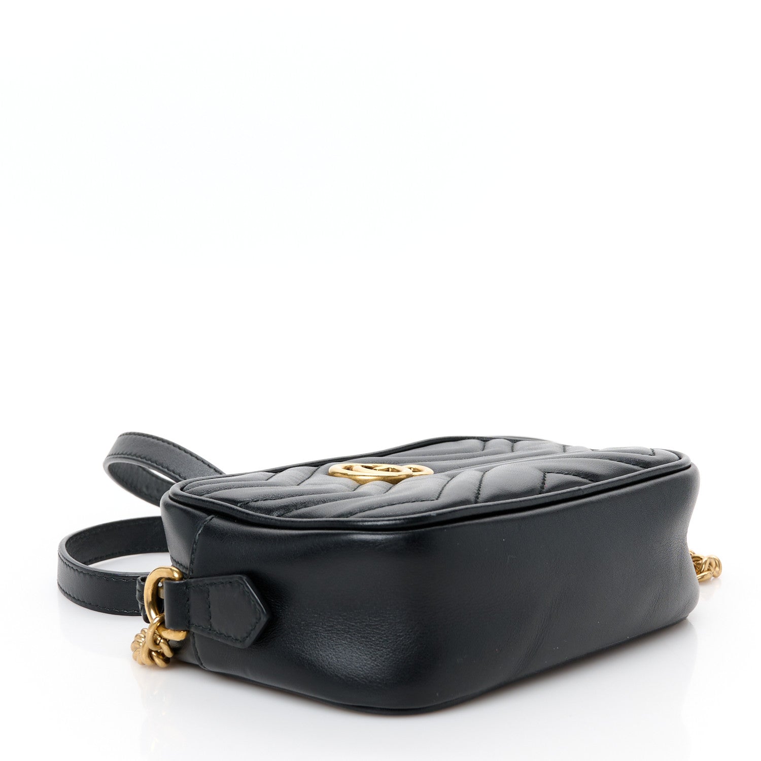 Calfskin Matelasse Mini GG Marmont Chain Shoulder Bag Black