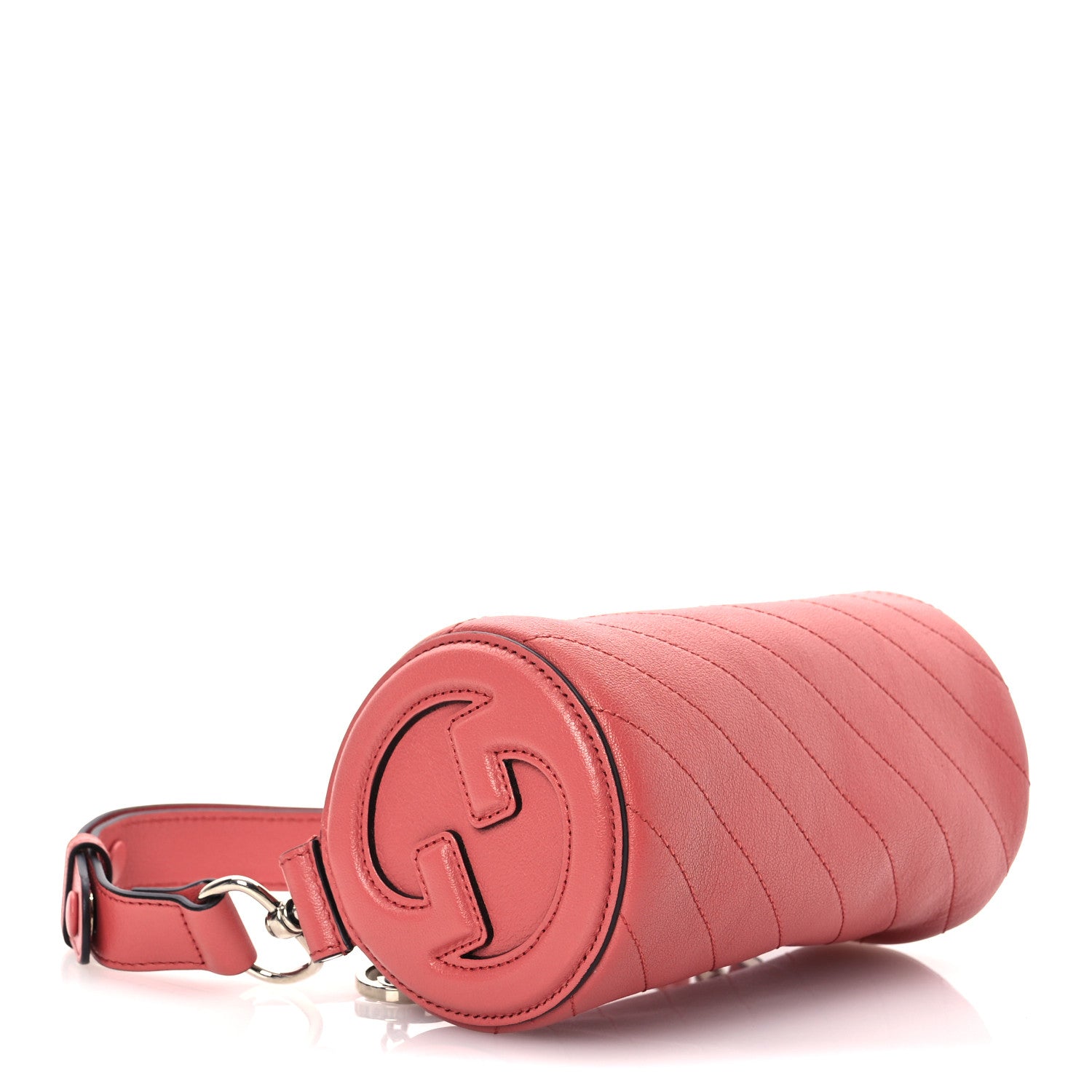 Sakai Be Green Calfskin Diagonal Stitched Mini Blondie Barrel Shoulder Bag Pink