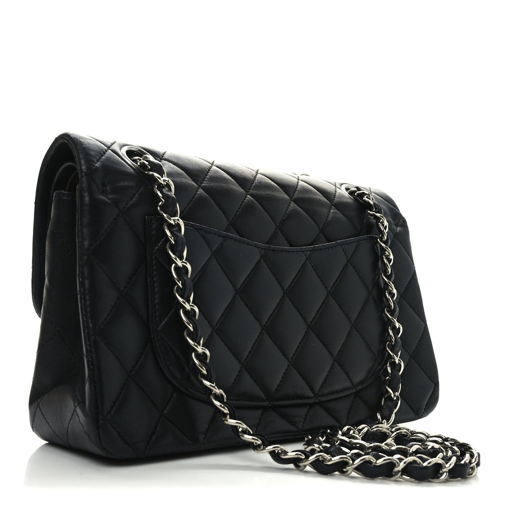 Lambskin Quilted Small Double Flap Black