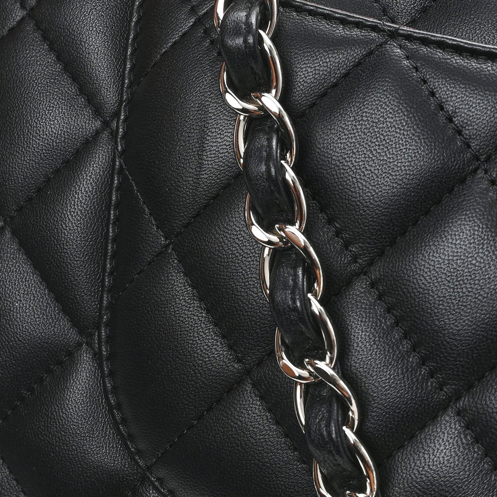 Lambskin Quilted Jumbo Double Flap Black