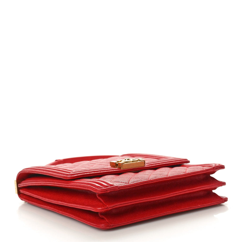 Caviar Quilted North South Boy Flap Red