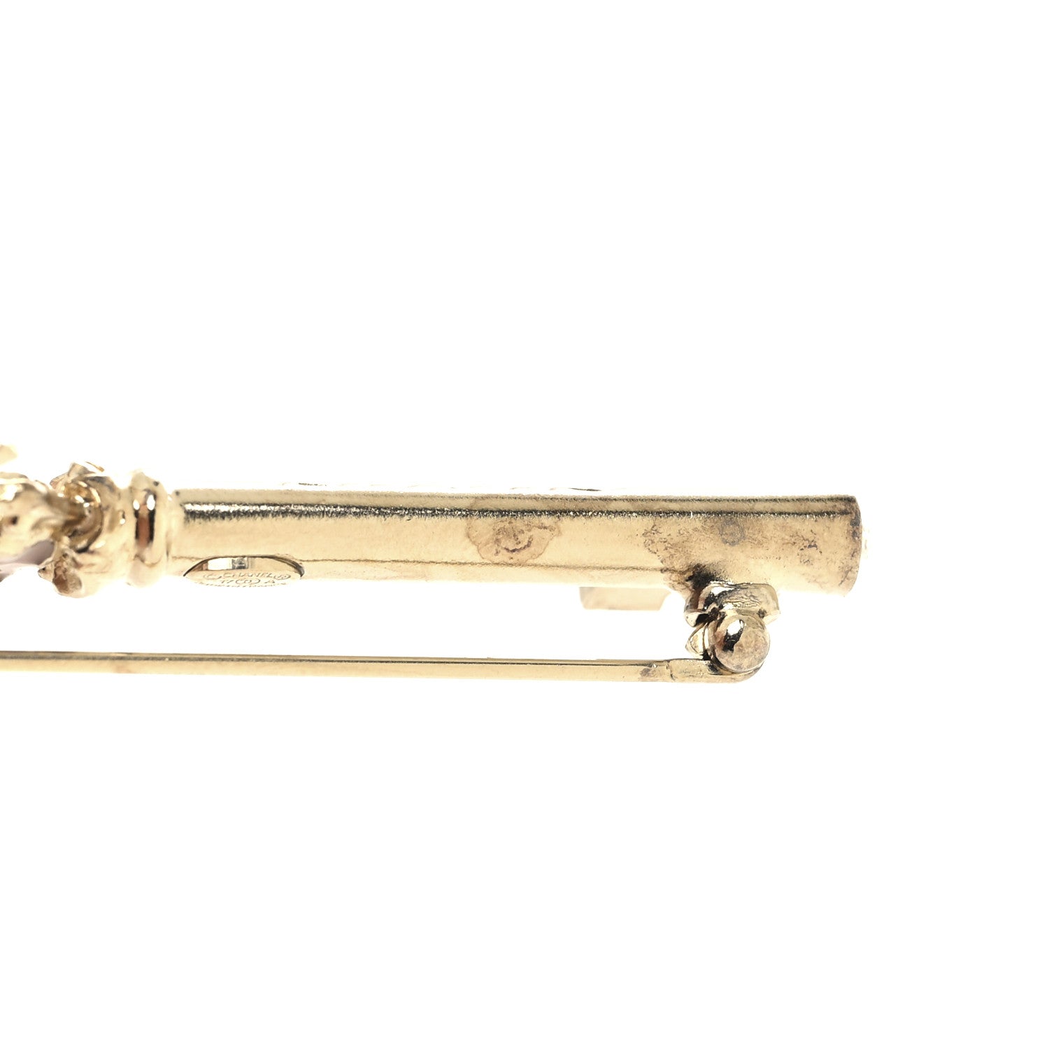 Gripoix Poured Glass Pearl Key Brooch Gold Pink