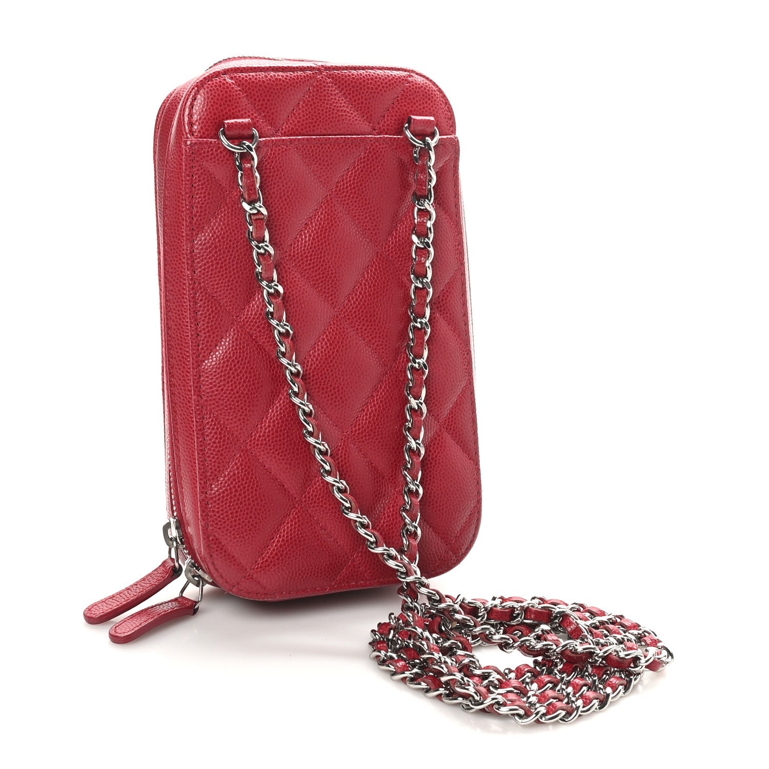Caviar Quilted Phone Holder Wallet On Chain WOC Red