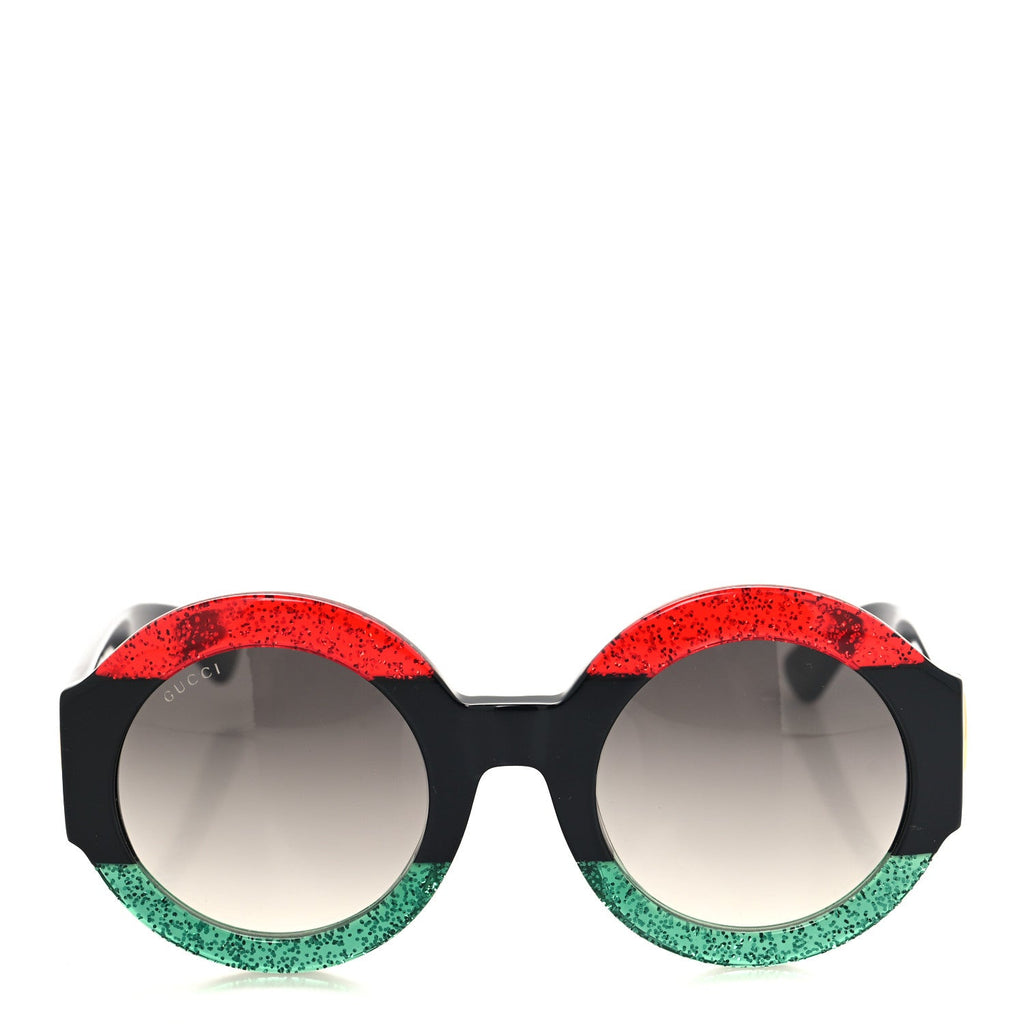 Acetate Glitter Round Frame GG0084S Sunglasses Red Green