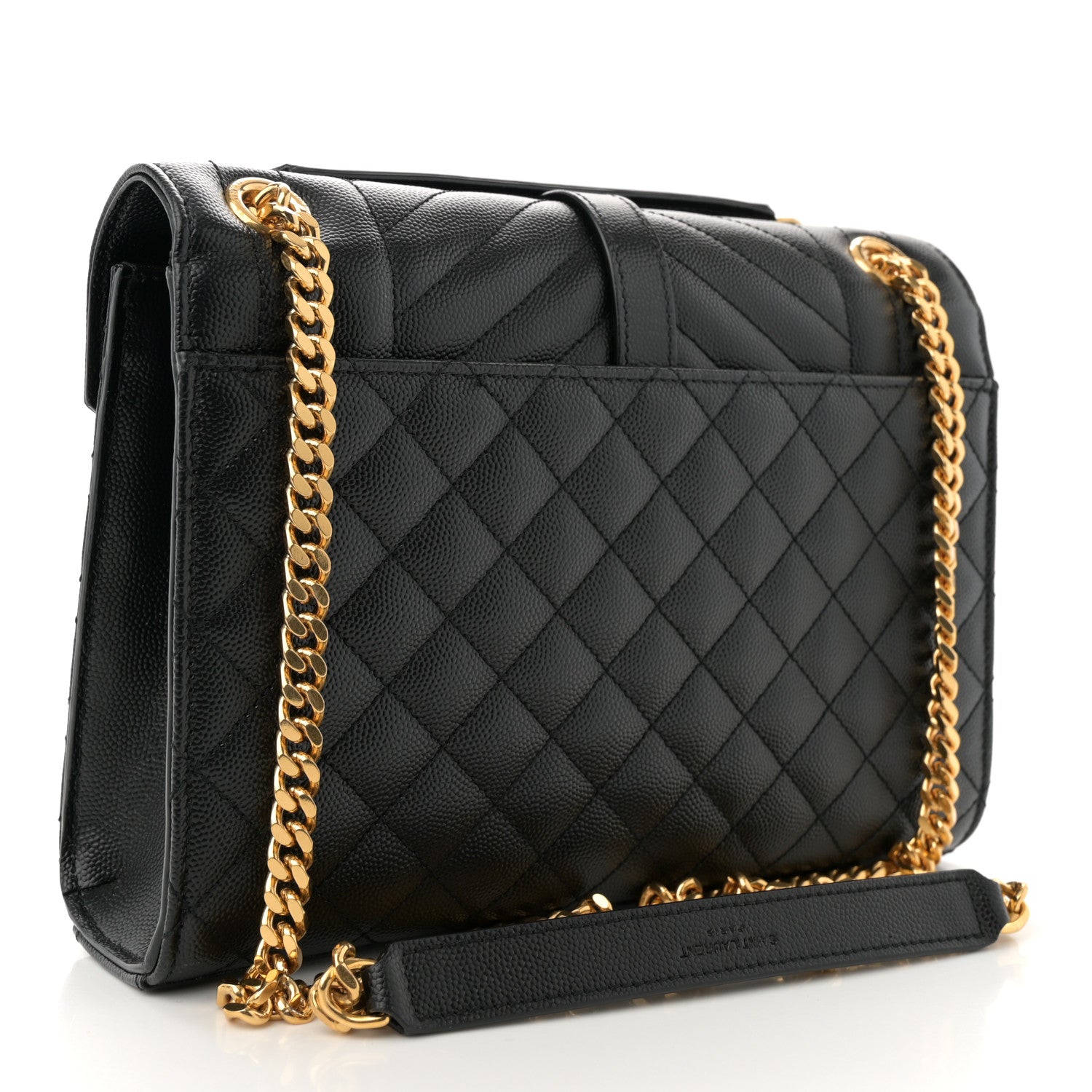 Grain De Poudre Textured Mixed Matelasse Triquilt Medium Monogram Satchel Black